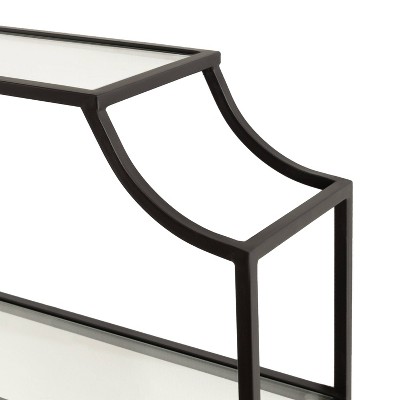Scalloped Black Metal and Glass 20x30 Floating Wall Shelf