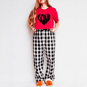 Simply Sage Market Women's Love Heart Distressed Pajama Set - 1 of 4