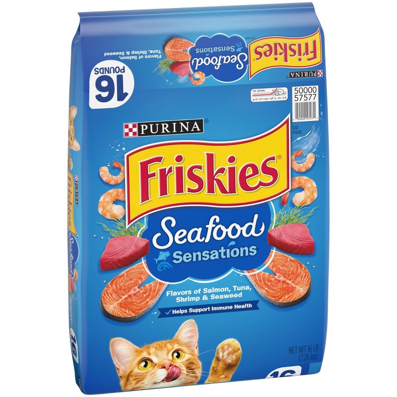 Purina Friskies Seafood Sensations with Flavors of Salmon, Tuna, Shrimp & Seaweed Adult Complete & Balanced Dry Cat Food, 5 of 7
