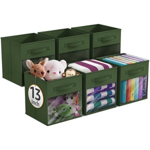 Sorbus 13 Inch 6 Pack Collapsible Fabric Storage Bins with Clear Window - for Organizing Clothes, Toys, Books, Shelves, Closets & more - 1 of 4