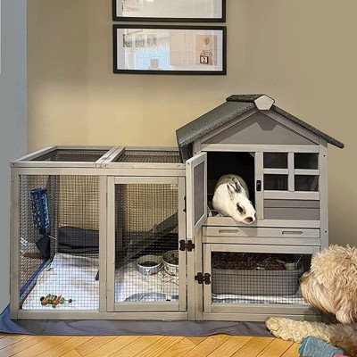 Black Metal Rabbit Playpen with Waterproof Liner