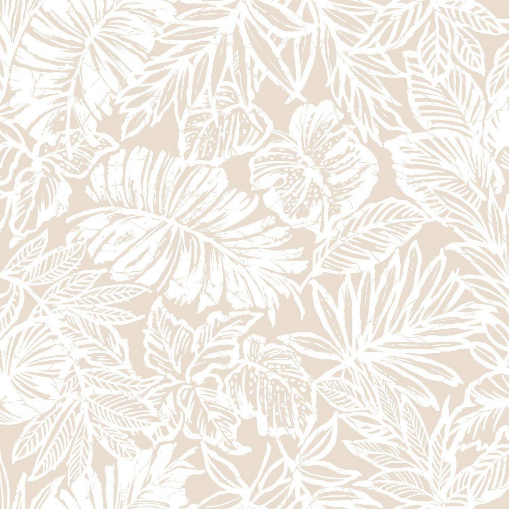 Photos - Wallpaper Roommates Batik Tropical Leaf Peel & Stick  Beige 