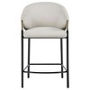 Linen-like Fabric Beige Cushioned Counter Height Stools with Glossy Finish and Gold-accented Armrests (Set of 2) - 4 of 4