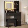 Vanity Desk with Mirror, 3 Lighting Modes Makeup Table with Charging Station, 3 Drawer, 3 Open Shelves and a Cabinet - 2 of 4