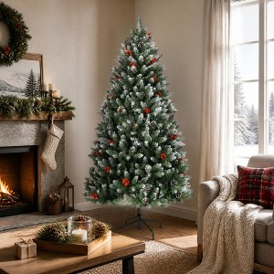 5FT Snow Flocked Artificial Christmas Tree with 850-900 Tips, Pine ...