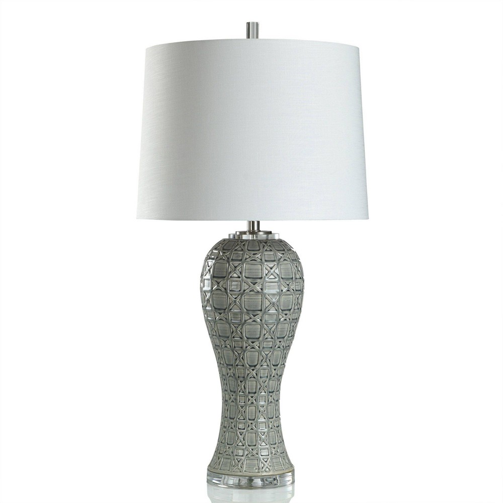 Photos - Floodlight / Street Light Geometric Overlay Design Table Lamp Gray Glaze Finish - StyleCraft