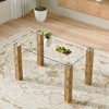 VYNXARIA 49.6'' x 30'' Transparent Tempered Glass Dining Table with Walnut/Wood  MDF Legs - Simple & Elegant Design - 4 of 4