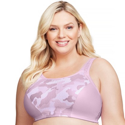 Glamorise Womens Custom Control Sports Wirefree Bra 1166 Pink Camo Print