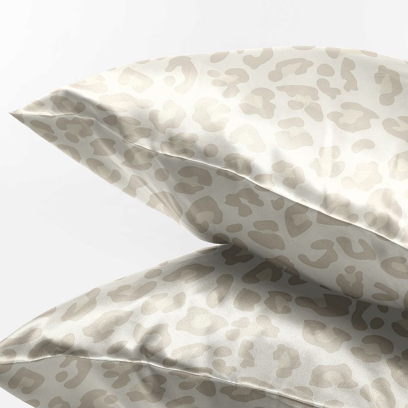 Sweet Jojo Designs Decorative Satin Pillowcases Cheetah Ivory Beige Gold 2pc, 3 of 7