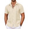 COOFANDY Men's Cuban Guayabera Shirt Summer Beach Vacation Shirt Casual Short Sleeve Button Down Resort Wear - 4 of 4