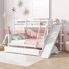 Twin over Full Bunk Bed with 2 Drawers, Shelves, Slide, Ladder, Safety Guardrails and Rubber Wood Frame, White/Grey-ModernLuxe - 2 of 4