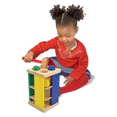 melissa & doug deluxe pound and roll wooden tower toy with hammer