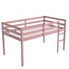 PAGED Rubber Wood Twin Size Loft Bed, Modern Low Bed Frame with Ladder and Guardrail, Bunk Bed for Boy and Girl - 3 of 4