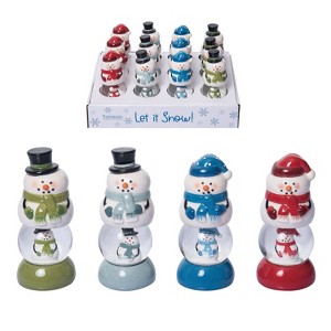 Transpac 10.8 in. Holiday Snow Globe Snowman Figurines Set of 12 - 1 of 2