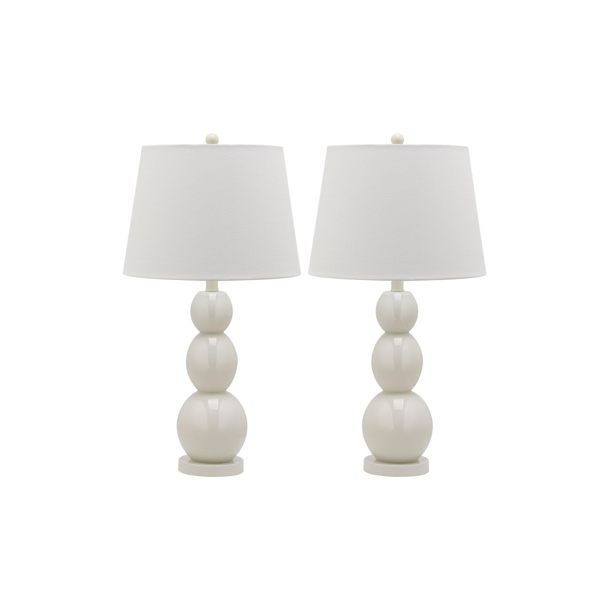 Jayne 3 Sphere Table Lamp (Set of 2) - 26.5" Height - LIT4089 - White - Safavieh