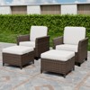EAGLE PEAK Ocean Vista 4 piece Wicker Outdoor Patio Seating Set, Variated Wicker Conversation Dining Chairs Set with Cushions - 2 of 4