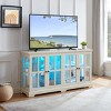 Yukimo 32"H Antique White LED Curio Display Cabinet with Glass Doors, Adjustable Shelves, Four Door Design for Collectibles - 2 of 4
