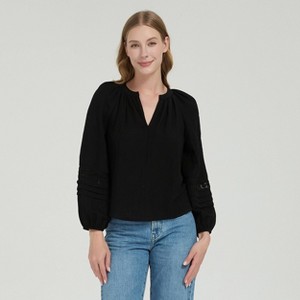 Blusa de encaje con escote en V y mangas largas globo para mujer - Universal Thread™