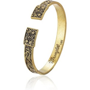 Western Turquoise Cuff Bracelet for Women, Adjustable Silver Plated Bangle with Carved Floral Design, Cowgirl Jewelry - 1 of 4