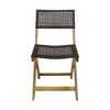 SKRAN Set of 2 Wooden Outdoor Patio Dining Chair, Weatherproof Outdoor Folding Chairs with Woven Mesh Rattan for Lawn, Garden, Backyard - 4 of 4