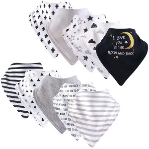 Hudson Baby Infant Cotton Bandana Bibs 10pk, Moon And Back, One Size - 1 of 1