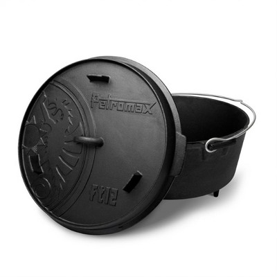 Petromax Black Cast Iron Non-stick Dutch Oven with Lid, 11.4 Quart