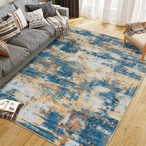 Area Rug Abstract Washable Living Room Rug, Non-Slip Carpet Soft Vintage Accent for Kitchen Bedroom Laundry - 1 of 4