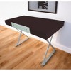 HomeRoots 48" Espresso and Silver Wood and Metal Computer Desk - 2 of 4