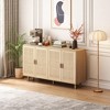 Vynxaria Rattan 4-Door Storage Cabinet High-Quality Particle Board, Solid Wood Legs, 3-Level Adjustable Shelf - 2 of 4