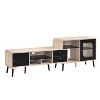 Kings Brand Furniture Nathan TV Stand – Oak and Black Entertainment Center with Storage Drawers, Modern Media Console, Living Room Cabinet - 2 of 4