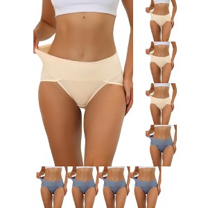 INSPIRE CHIC Women's Hi-Cut Ribbed High Waist Tummy Control Available Briefs 9 Packs - 1 of 4