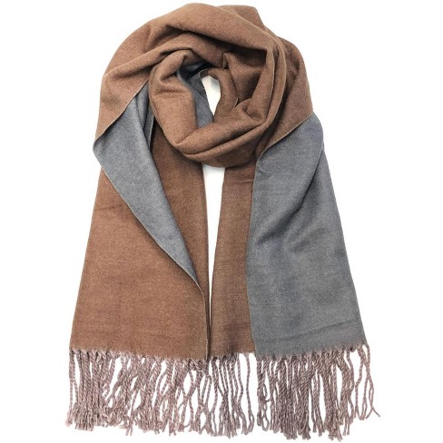 Wrapables Soft Cashmere Feeling Scarf Large Two Tone Winter Scarf Wrap Shawl Chocolate Charcoal Gray
