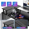 78.8" U Shaped Computer Desk with Power Outlets, USB Ports, LED Strip and Monitor Stand, Reversible L Shaped Desk with Storage Shelves - 4 of 4