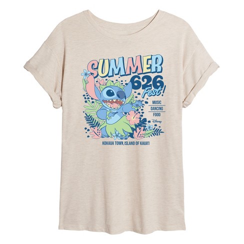 Women's - Lilo and Stitch - Summer 626 Fest Kokaua Town Island Of Kaua'i Oversized Graphic T-Shirt - image 1 of 4