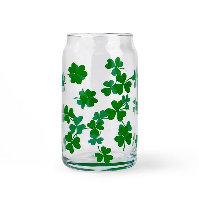 15.2oz Glass Drinkware Clovers - Bullseye's Playground™