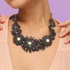 SOHI Women's Black Wild Flower Statement Necklace - 4 of 4