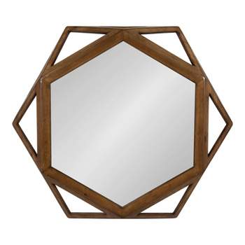 27" Cortland Hexagon Wall Mirror Brown - Kate & Laurel All Things Decor