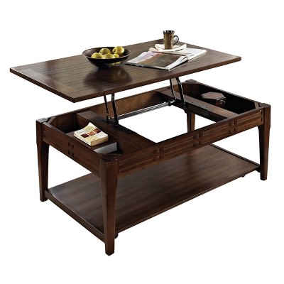 Steve Silver Co. Crestline Lift Top Cocktail Table with Casters Mocha Cherry: Hardwood Frame, Storage, No Tools Assembly