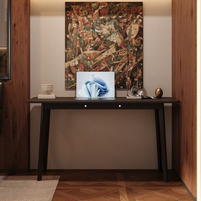 FUFU&GAGA Black Study Table: Elegant Design, Ample Storage, Durable Build