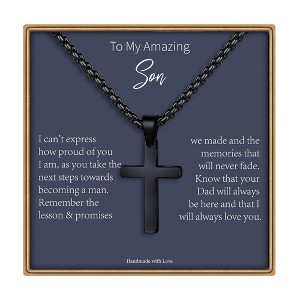 Turandoss Cross Necklace for Men Boys, Gold Silver Black Cross Pendant Necklace, Fathers Day Gifts for Men Boys Husband, Birthday Gifts for Son, 20In - 1 of 4