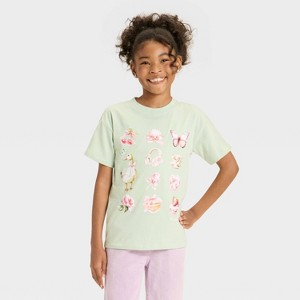 Girls' Short Sleeve Knit Oversized Graphic T-Shirt - Cat & Jack™ - Light Green - 1 of 4