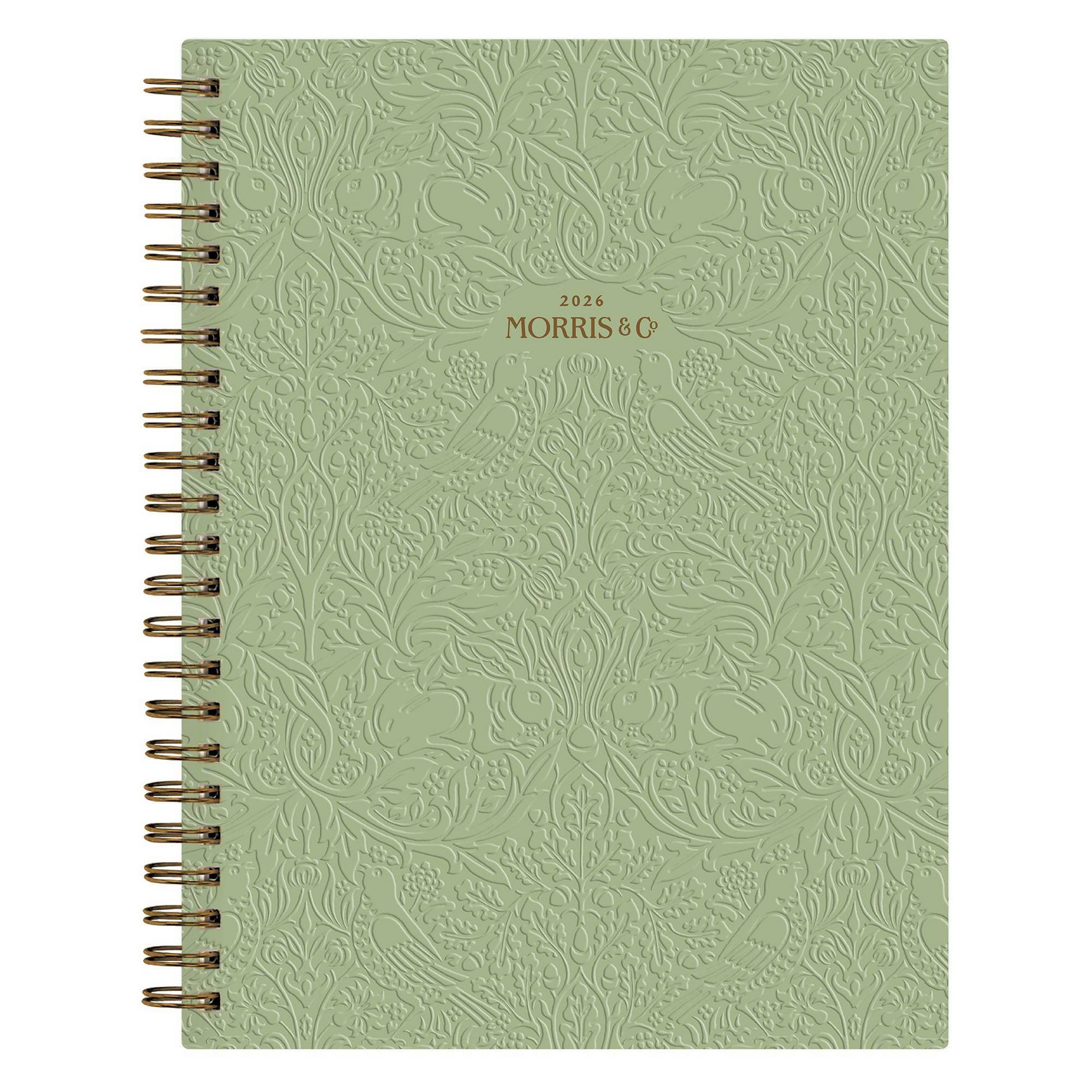 Morris & Co. by Blue Sky 5.875"x8.625" 2026 Weekly/Monthly Wirebound Planner Hardcover Debossed Brer Rabbit Green