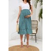 Coolmee Women Maternity Maxi Skirts Leopard Print Pleated Elastic High Waisted Casual Flowy Long Skirts - 3 of 4