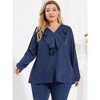 Agnes Orinda Women's Plus Size Long Sleeve Work Fashion Flowy Ruffle V Neck Office Chiffon Blouses - 4 of 4