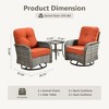 XIZZI Patio Furniture Sets Designed for Outdoor Relaxation, Comfy 3.5-Inch Cushions & 360° Swivel Action for Extra Comfort, 3 Pcs/Set, Orange - 3 of 4