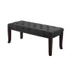 Syemin Ottomans and Benches Linon Tufted Entryway Bench, Faux Leather Vintage Bedroom Bench, Upholstered Bedroom Benches, Gray, 44"*16"*18.25" - 2 of 4