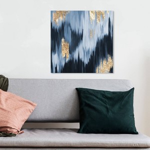 12" x 12" Gold Blue Fall Abstract Unframed Canvas Wall Art in Blue - Unbranded - 1 of 4