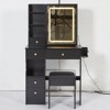SEVOBAL Dressers Vanity Table Set with Sliding Mirror Power Station and Stool for Small Bedroom, Black, 29.2"*12.6"*50.4" - 2 of 4