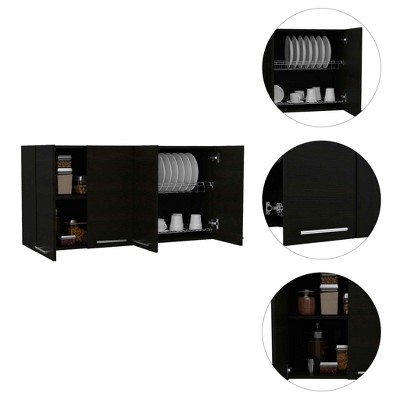 White Engineered Wood Four-Door Wall Cabinet with Shelves