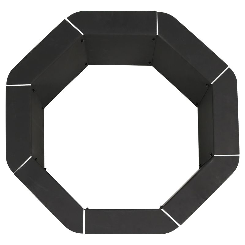 Sunnydaze Outdoor Heavy-Duty Steel Portable Above Ground or In-Ground Octagon Fire Pit Liner Ring - 38" - Black, 5 of 9